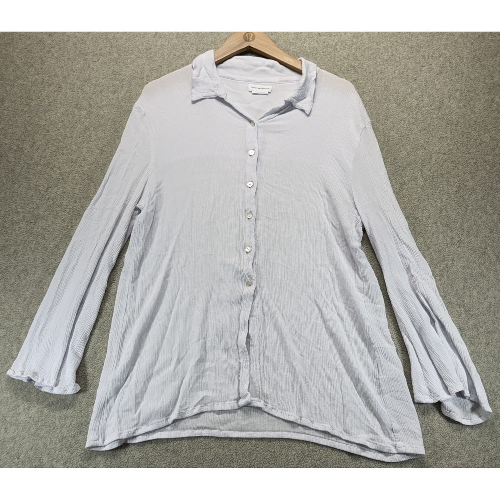 Lovers And Friends Womens Button Up Shirt Light Blue Long Sleeve Regular Fit S